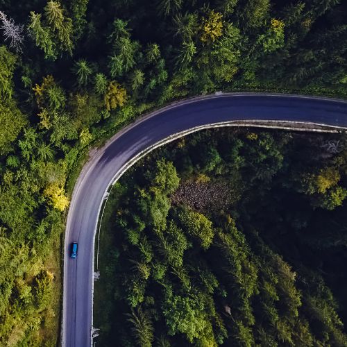 sharp curve in mountain road